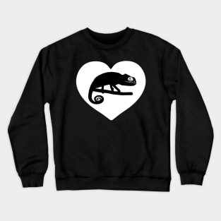 White Cute Chameleon Heart for Chameleon Lovers Crewneck Sweatshirt